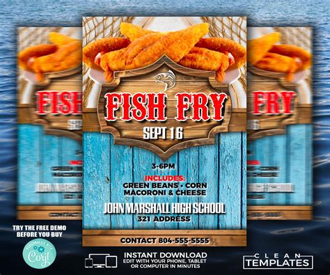 free fish fry flyers fundraiser